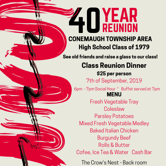 40th Class Reunion Menu